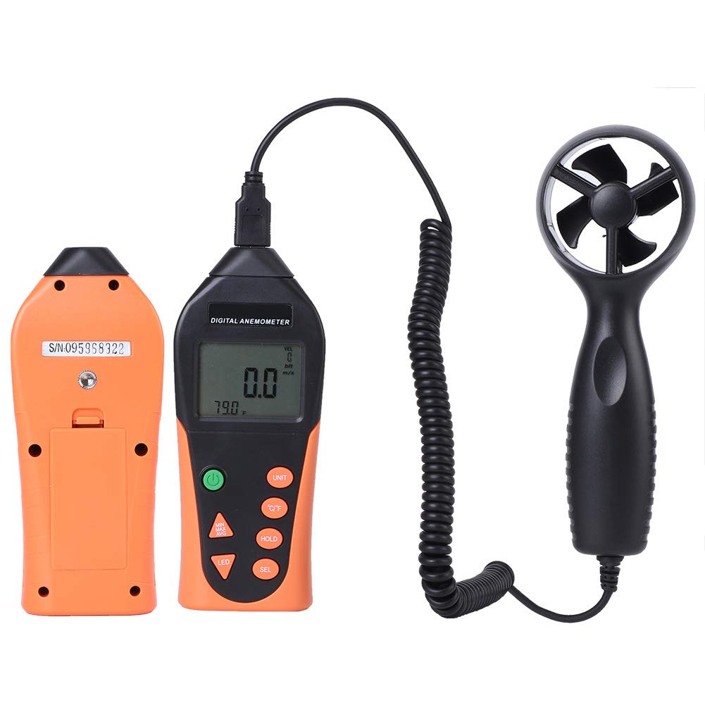 Digitales Anemometer, Tragbares Windgeschwindigkeitssensor-Messgerät mit Hintergrundbeleuchtetem LCD-Display für Outdoor-Aktivitäten, Kunststoffmaterial