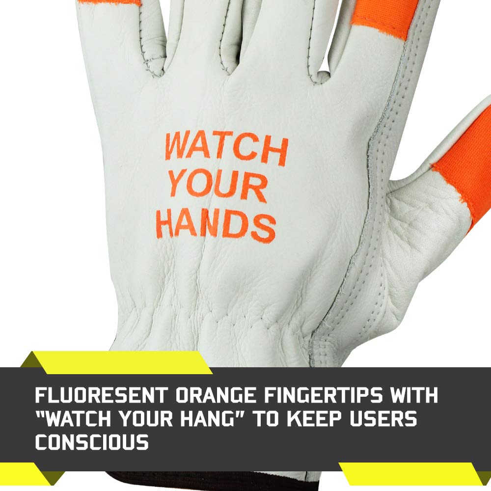 Glove Station "Watch Your Hand" Arbeitshandschuhe aus genarbtem Rindsleder, ungefüttert, Leder, Handschutz, erhältlich in den Größen S - XL (M, M, 12er-Pack)