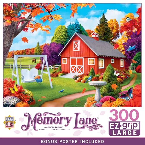 Image of MasterPieces Memory Lane Harvest Breeze Country Barn Large EZ Grip Jigsaw Puzzle by Alan Giana, 300-Piece