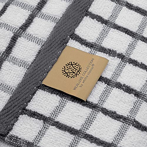 White Classic [8 Pack] Premium Dish Towels For Kitchen, With Hanging Loop - Heavy Duty Absorbent 100% Cotton 410 Gsm Terry Kitchen Towels, 16X26 (Grey) #TOP6