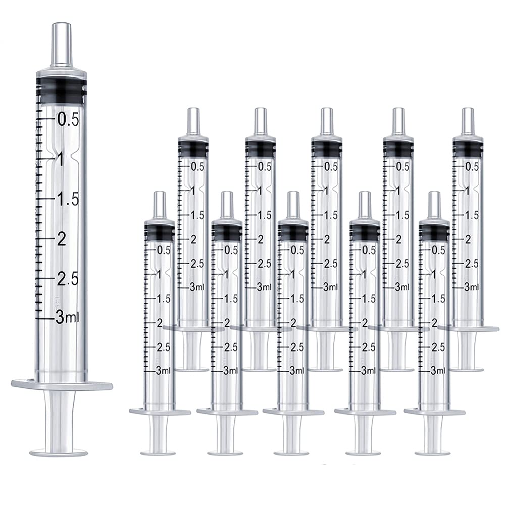 P-ABC 20 Pack 3ml Plastic Syringes, Individual Packaging, Used in Scientific Laboratories, Measuring, Watering, Refilling, Pets, Medical Students, Oiling or Gluing Machines (3ml): Industrial & Scientific
