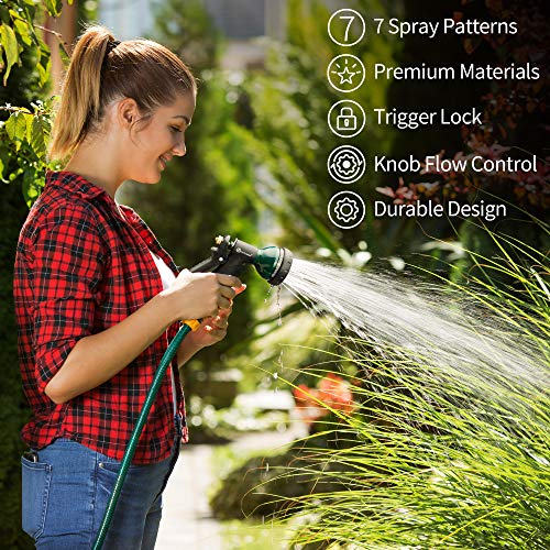 Image of AUTOMAN-Garden-Hose-Nozzle,Metal Water Spray Nozzle with Heavy Duty 7 Adjustable Watering Patterns,Slip Resistant for Watering Plants,Lawn& Garden,Washing Cars,Cleaning,Showering Pets & Outdoor Fun.