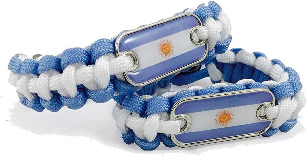 Bracelet 2016 Olympic Edition Argentina Paracord Bracelet (2) Pack White/Blue with Argentinian Flag Dogtag (Argentina)