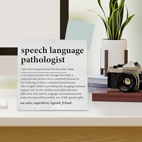 Miniatura 4 de Regalos de patólogo del habla y lenguaje, regalo de terapeuta del habla, lenguaje patólogo, definición de madera, placa, recuerdo, hogar, oficina,