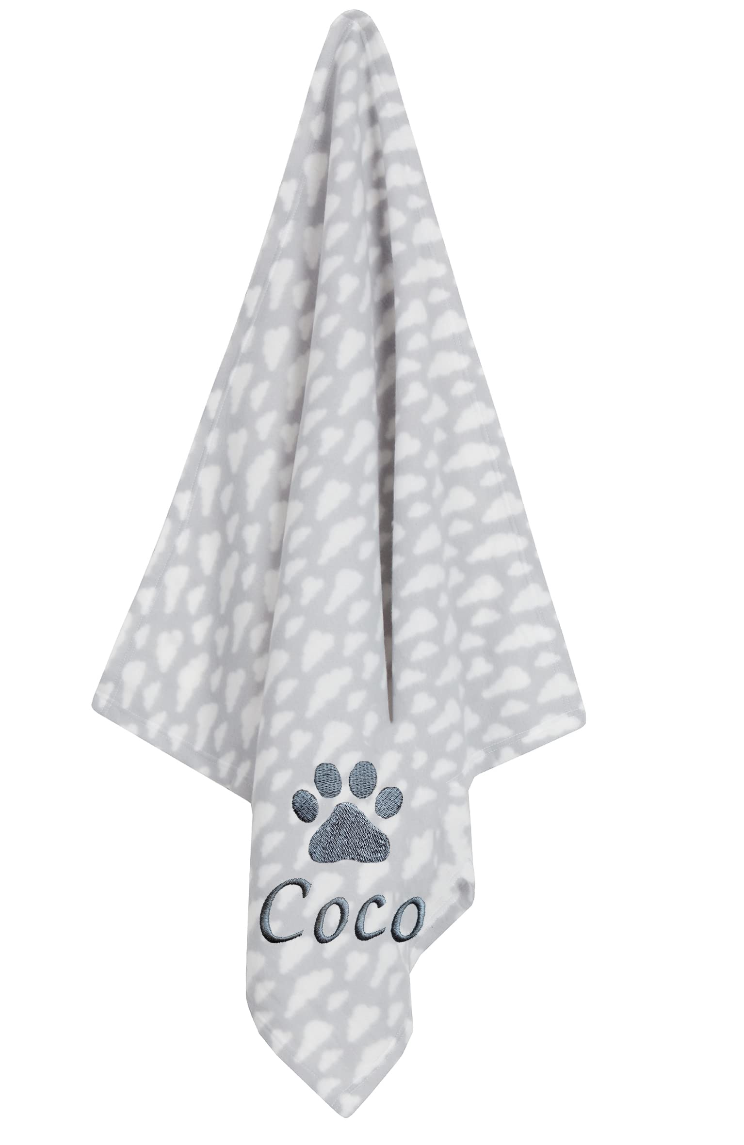 Jjlc Grey Cloud - Paw Personalised Pet Dog Puppy Blanket Cat Kitten Bed Fleece (Grey Cloud - Paw)