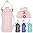 Collapsible Water Bottles, 2L/64OZ travel water bottle Bottle with Straw, Half Gallon Large Water Bottle for Travel Outdoor Sports Runing Fitness Yoga (Upgraded pink)