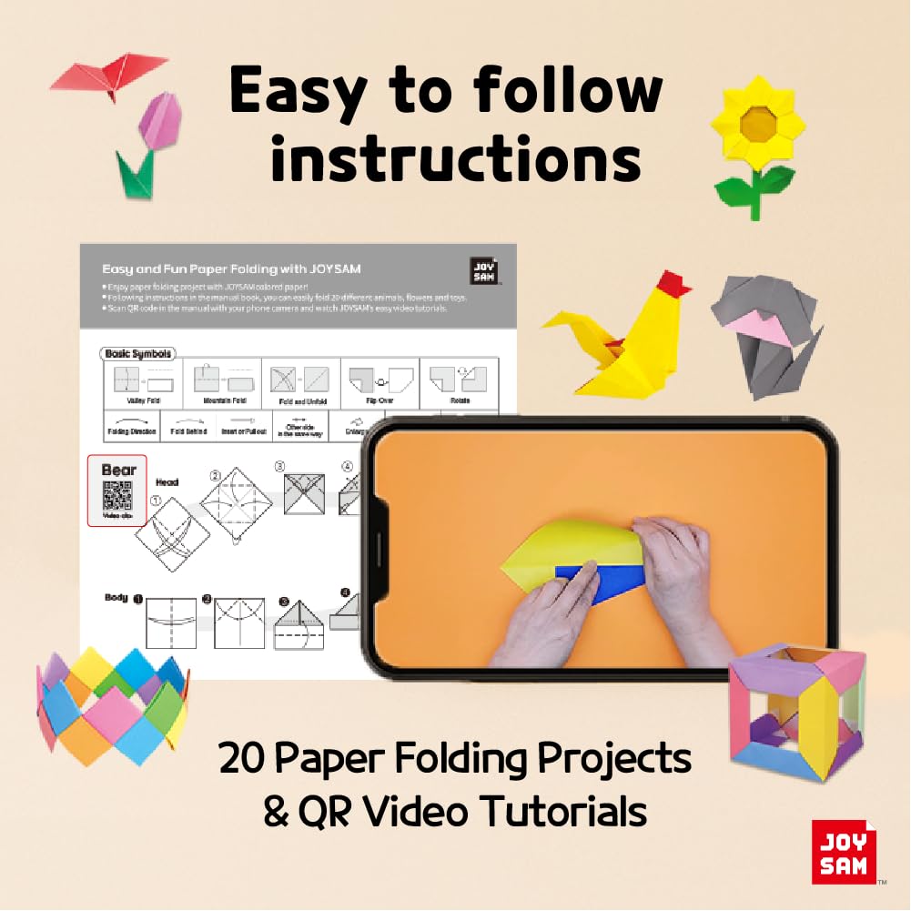Origami Paper Kit for Kids - 500 Sheets, Easy Guide -5