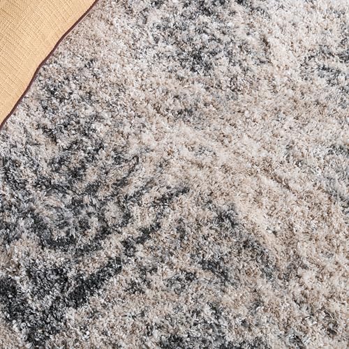 Tapete redondo 4' SAFAVIEH Island Shag crema y gris miniatura 6