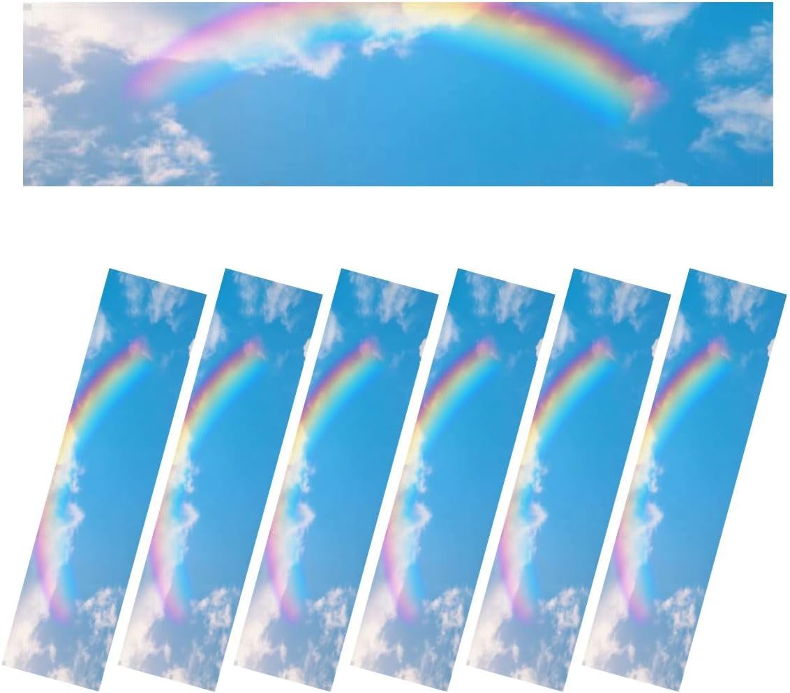 Fluorescent Light Covers for Ceiling Lights Rainbow Cloudy Sky Easy to Install Magnetic Light Filter for Classroom Office Hospitals School Home Decor