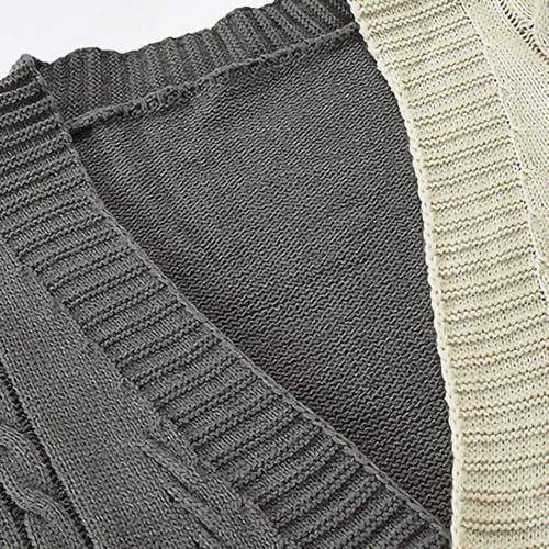 Cambkatl Men's Color Block Patchwork Cardigan Sweaters Button Down V Neck Casual Long Sleeve Knitted Fall Winter Outerwear4