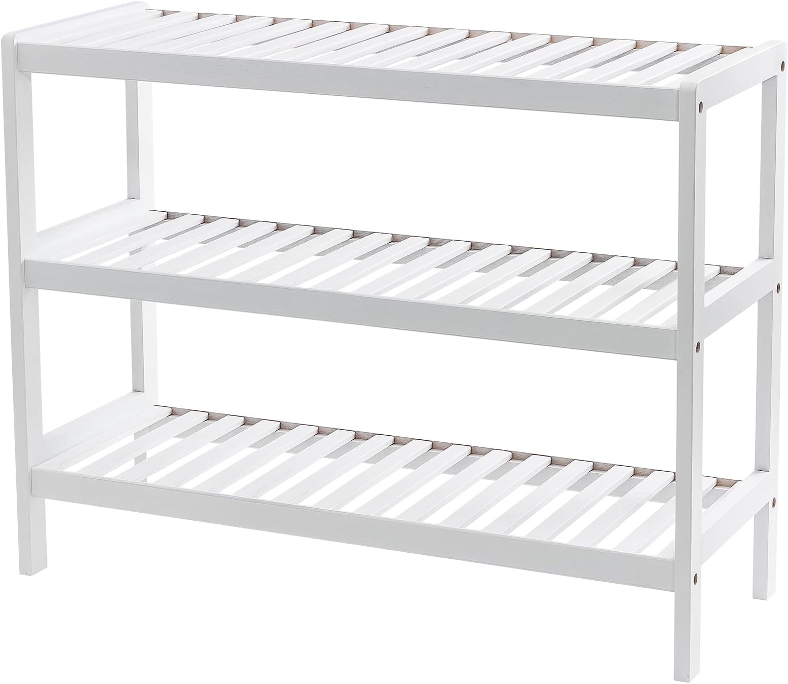 GRANDMA SHARK Bamboo 3 Tier Shoes Rack, Plant Rack, Shelf Organize for up to 12 pairs Shoes (White)