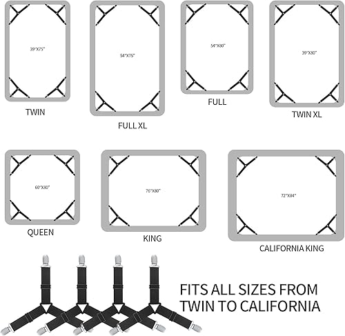 Miniatura 5 de wugongshan 4 correas para sábanas, clips de correas para sábanas, clips para sábanas, correas elásticas ajustables para sábanas, correas elásticas