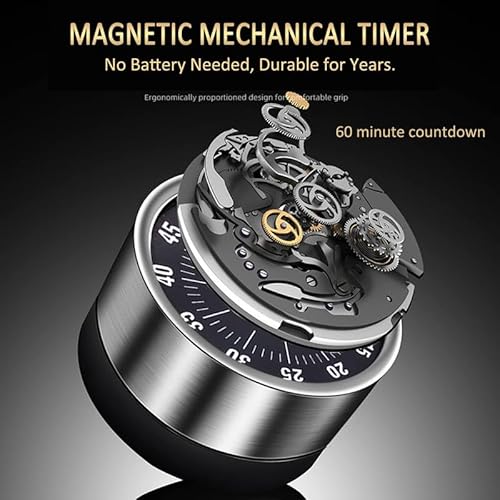 Kitchen Timer Magnetic - Visual Timer For Kids, 60-Minute Visual Countdown Timer With Loud Alarm, Magnetic Back & Stainless Steel Face, Kitchen Timer Manual For Cooking, Toddlers, Working, Study Etc. #TOP1