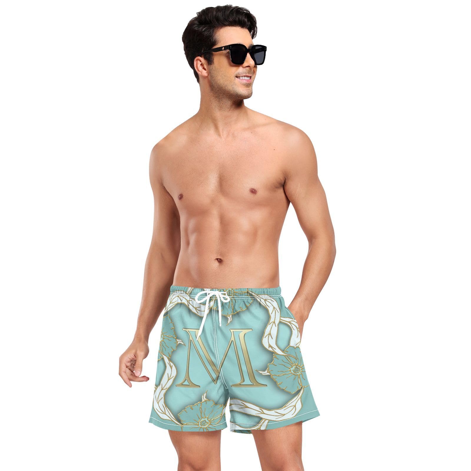 Yuiboo MSwim Shorts for Men Men's 2In1 Workout Shorts with Compression Liner Swimming Suit Quick Dry Elastic Multi