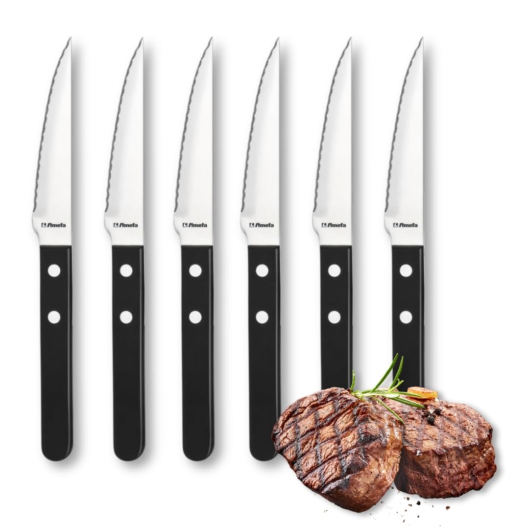 Amefa Coltello da bistecca al dettaglio nero, set 6
