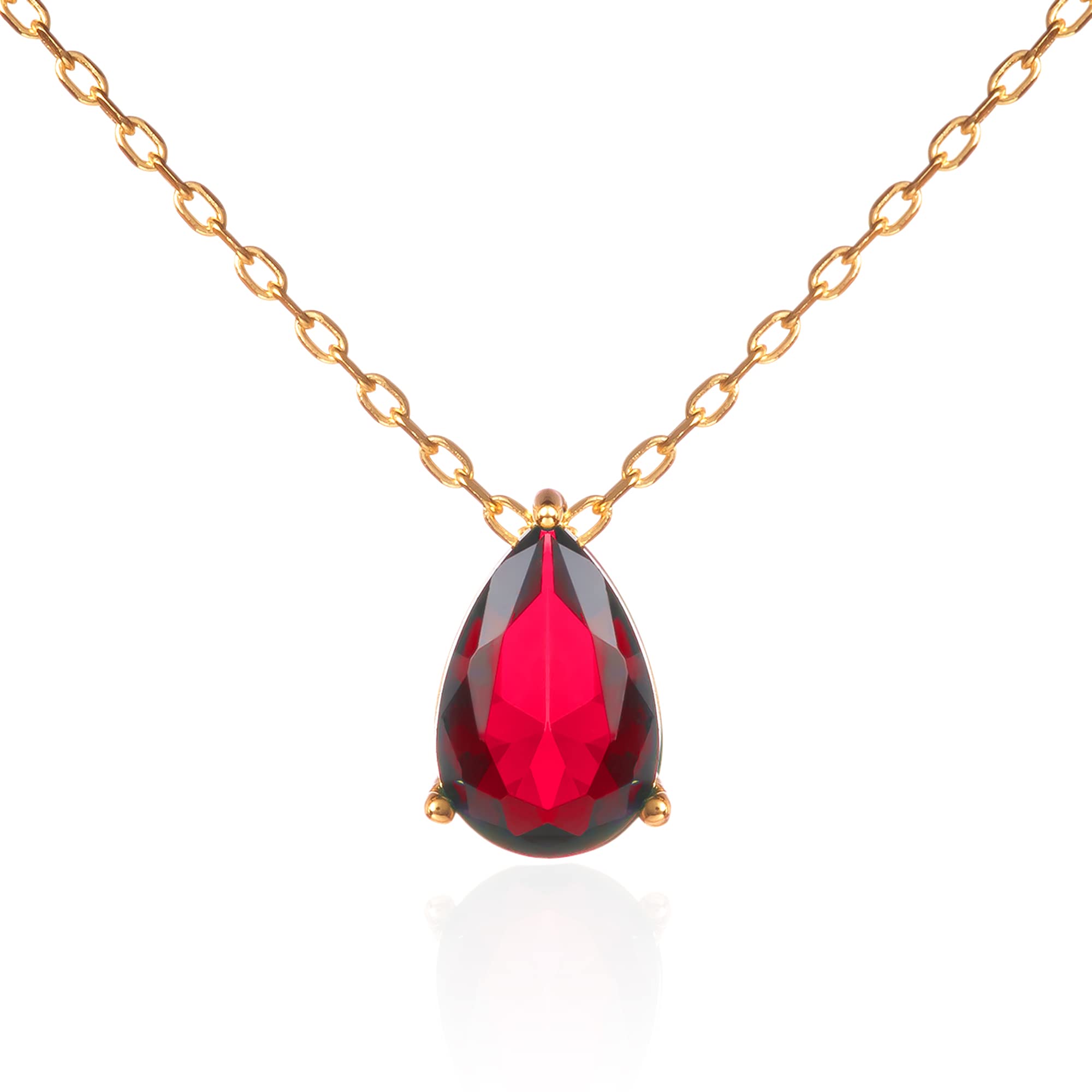 namana Collana con Ciondolo in Argento o Oro per Donna e Ragazza, Graziosa Collana Donna in Argento Sterling 925 con Zirconi Colorati o Bianchi a Forma di Pera