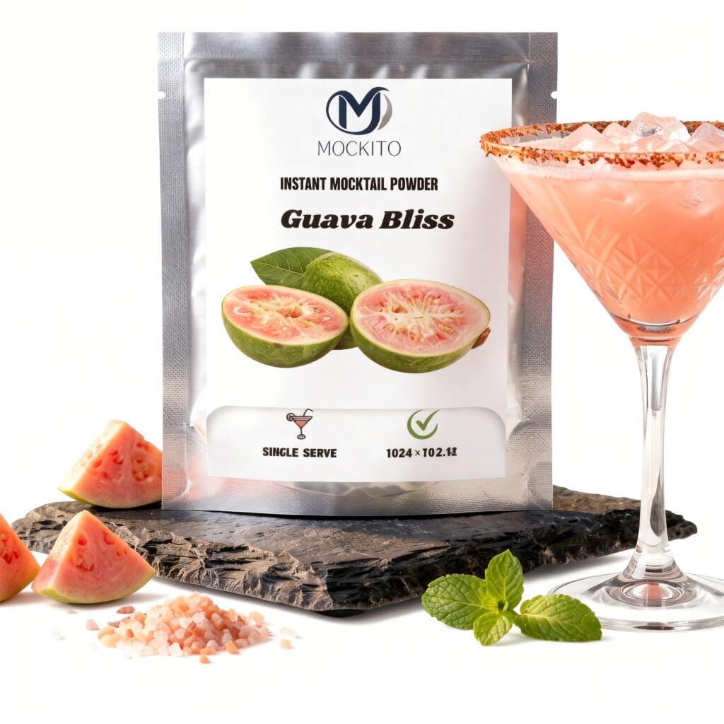 MOCKITO Guava Bliss Mocktail Mixer | Pack of 4 Sachets | Non-Alcoholic Tropical Summer Drink | Natural Guava Flavour | Mix with Soda or Sparkling Water | Instant Party Drink-image-39