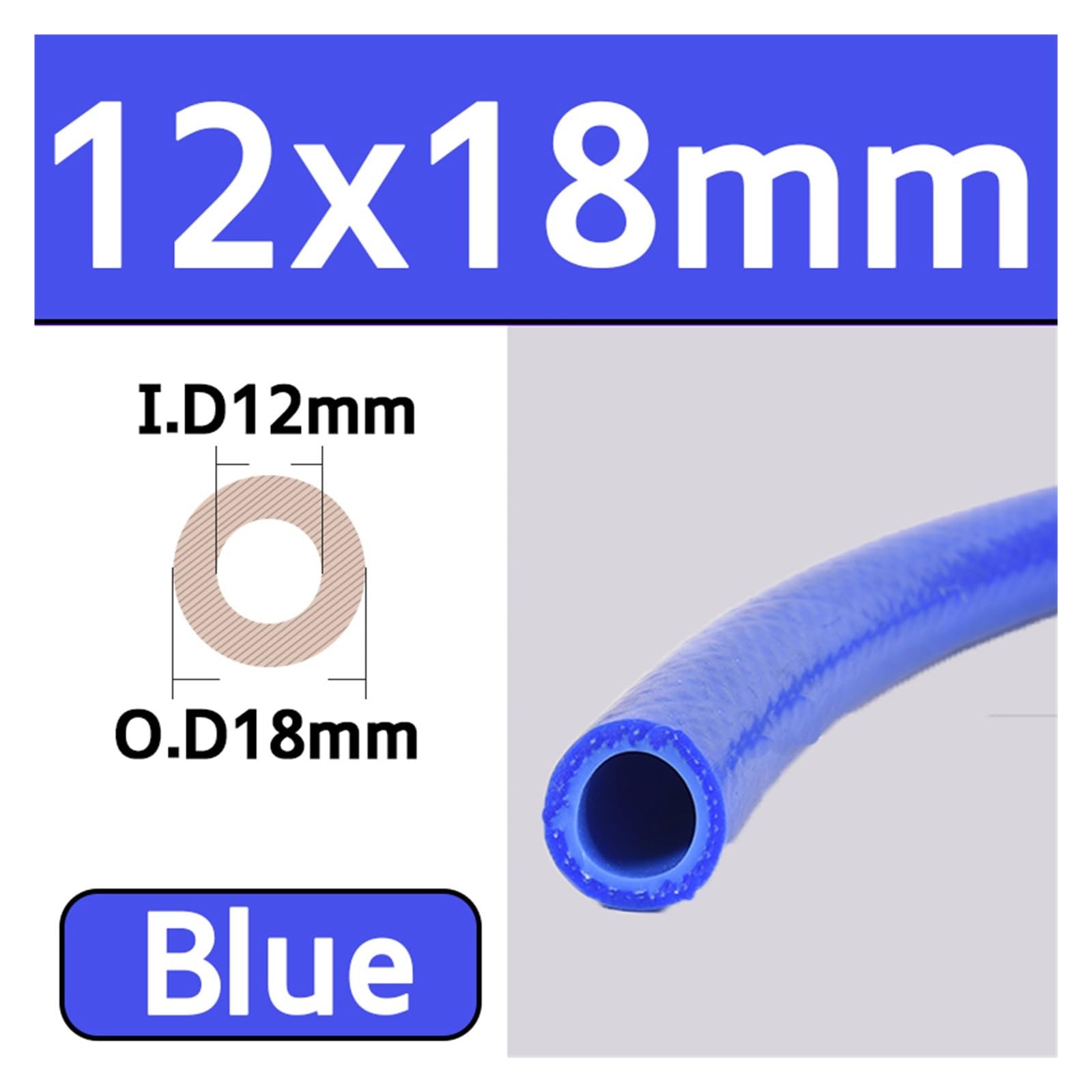 6/8/10/12mm Silikon Schlauch Automobil Heizung Wasser Rohr Motor Temperatur Vakuum Doppel Schicht Geflochtenen draht 1-3M(12x18mm-Blue,3 M)