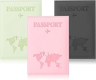 3Pcs Passport Holder for Travel, Family Passport Cover, Passport Book Holder with Pink, Black, and Green for Credit Card, Cash, Air Ticket