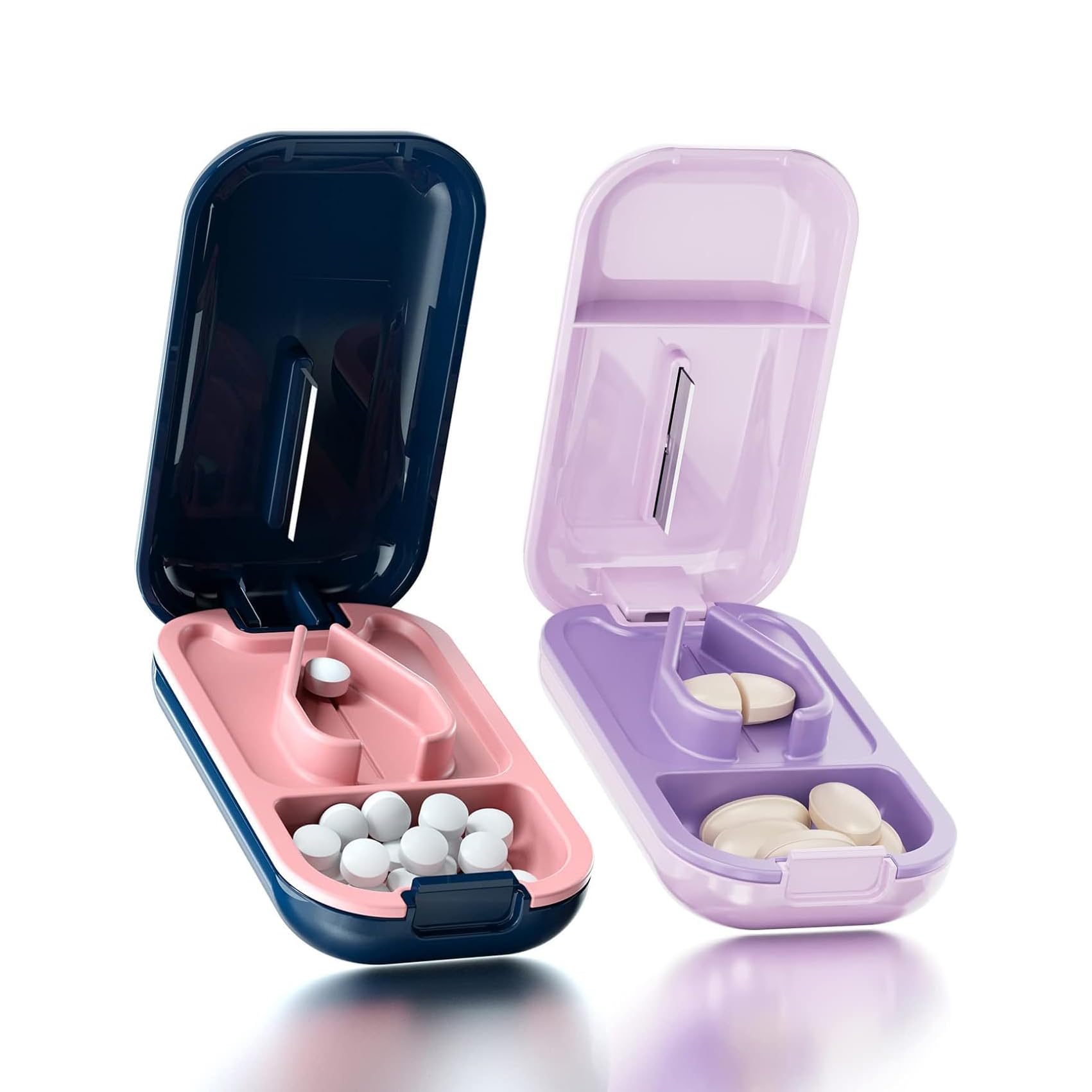 DUBSTAR Pill Cutter Splitter for Small and Tiny Large Pills Blue ＆ Purple