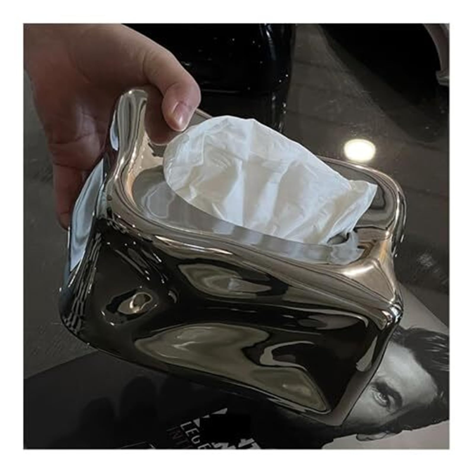 Tissue Dispenser Box Ceramic Tissue Box Cover Napkin Holder Design For Nightstand Countertop Coffee Table Apartment Must Haves(Silver)