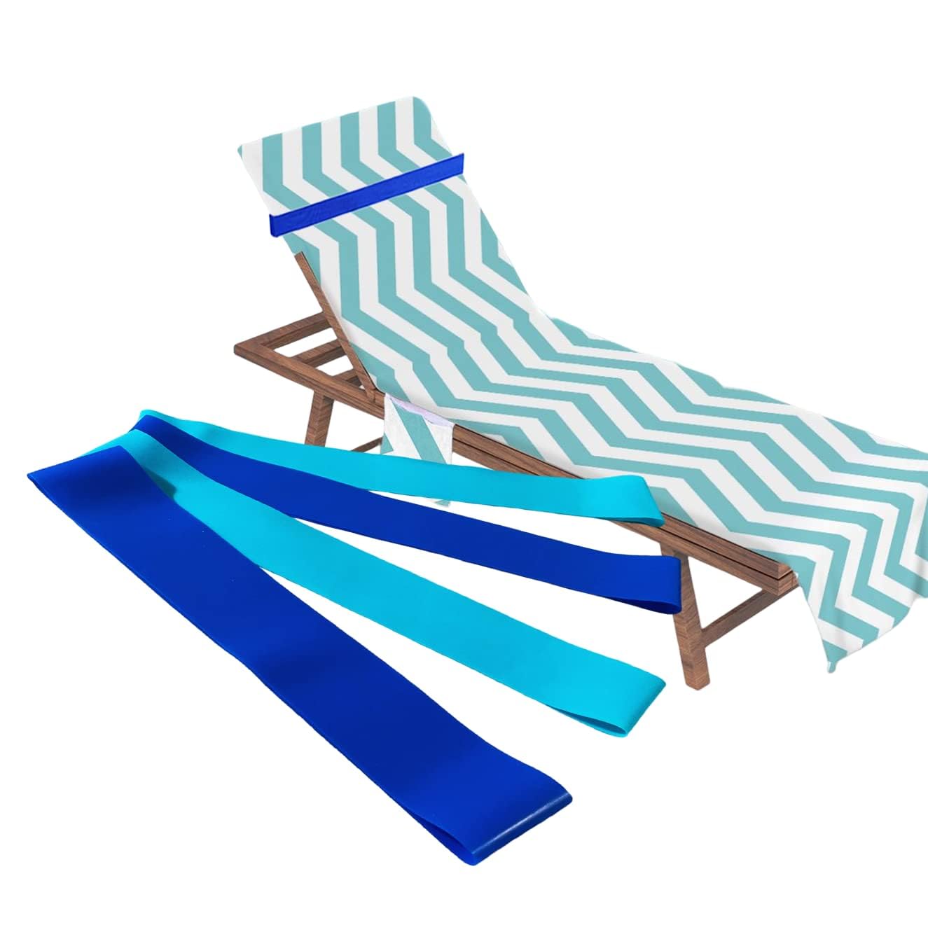 Bandas para Toallas de Playa, 4 Pcs Bandas Elásticas para Toallas, Clips de Toalla para Silla de Piscina, para Silla de Piscina, Piscina Tumbonas, Playa Tumbona (Azul)