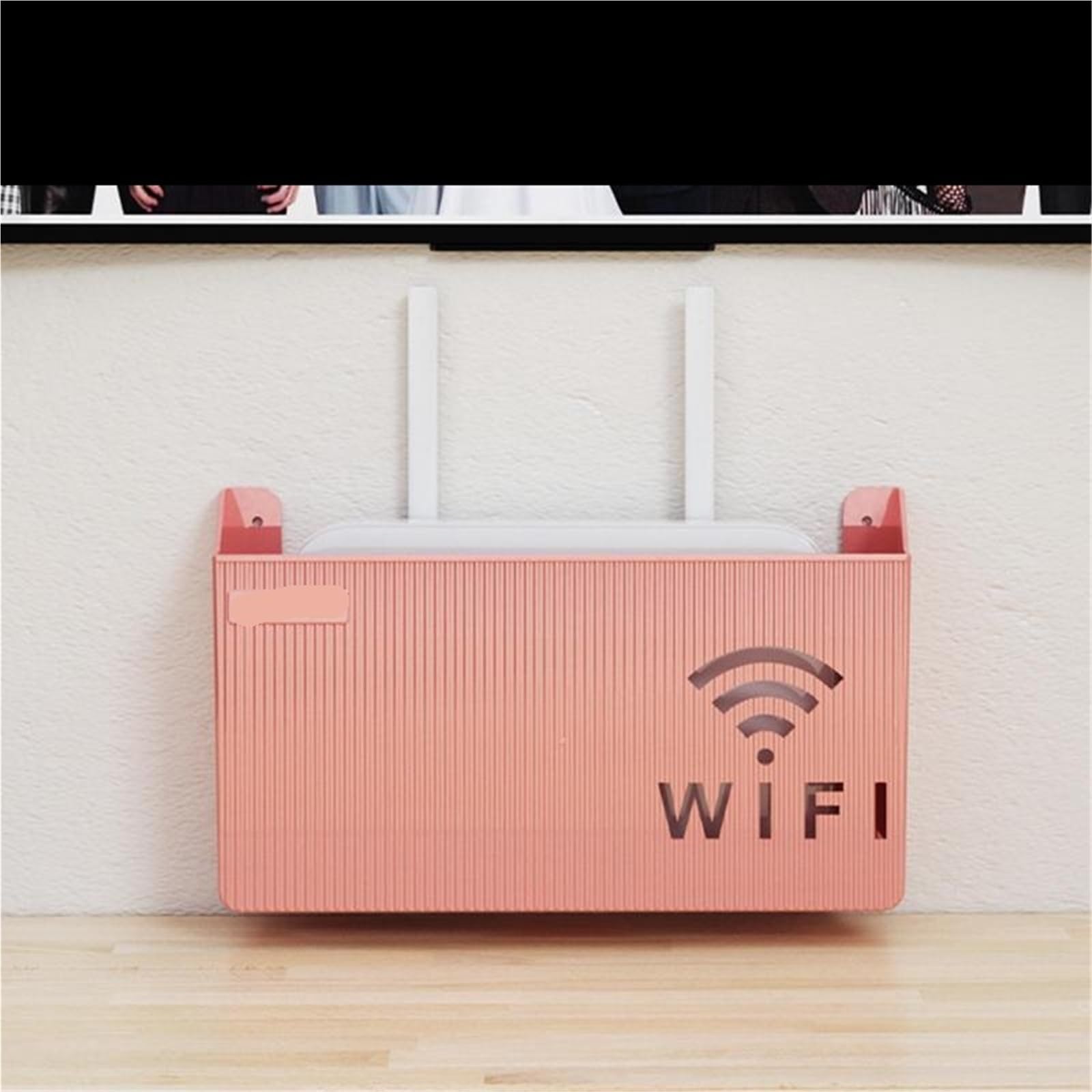 Boîte De Rangement pour Routeur 2 pièces sans Fil WiFi routeur boîte de Rangement Salon Organisateur décoration Mural TV décodeur Support câble boîtes d'alimentation(Pink)