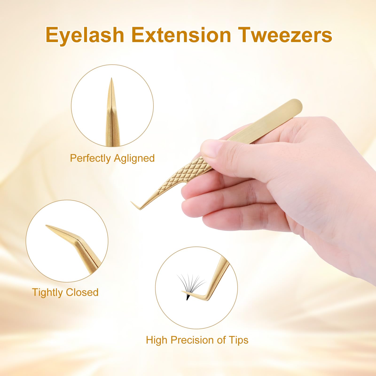 NAGARAKU Precision Fiber Tip Tweezer for Eyelash Extensions Diamond Grip Anti-Static Anti-Slip Premium Stainless Steel Pointed Volume Eyelashes Boot Tweezers Supplies with Box(80 Degree Tweezer AG-10) - Image 2