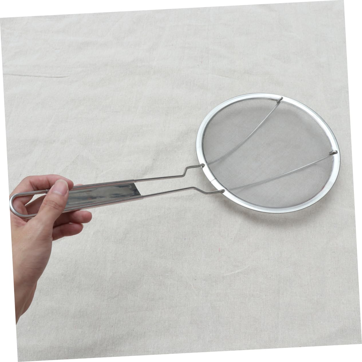 Cabilock Stainless Steel Skimmer Ladle with Long Handle Strainer for Kitchen for Noodles French Fries and More Easy to Clean Dishwasher Safe Safe Cooking Tool