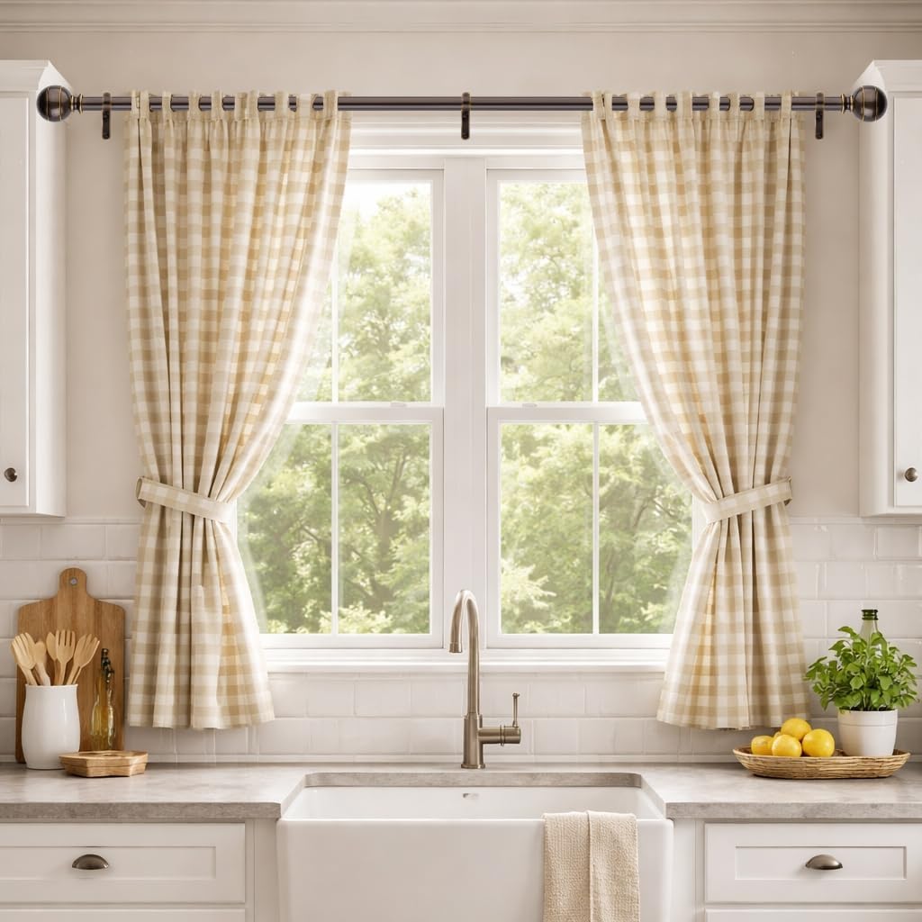 Curtain Rods for Windows 30-88 Inch Adjustable Heavy Duty Metal,1 Inch Pipe Decorative Modern Rustic Blackout Drapery Rods with Twisted Cage Finials