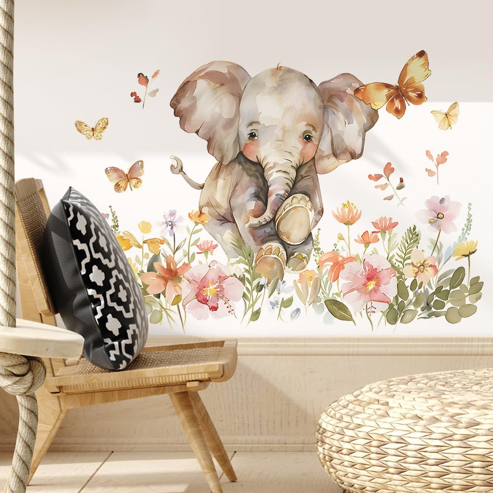 Elephant Wall Stickers for Nursery and Kids Room, Large Removable Decals, Safari Animal Wall Art for Baby Room Playroom - Image 4