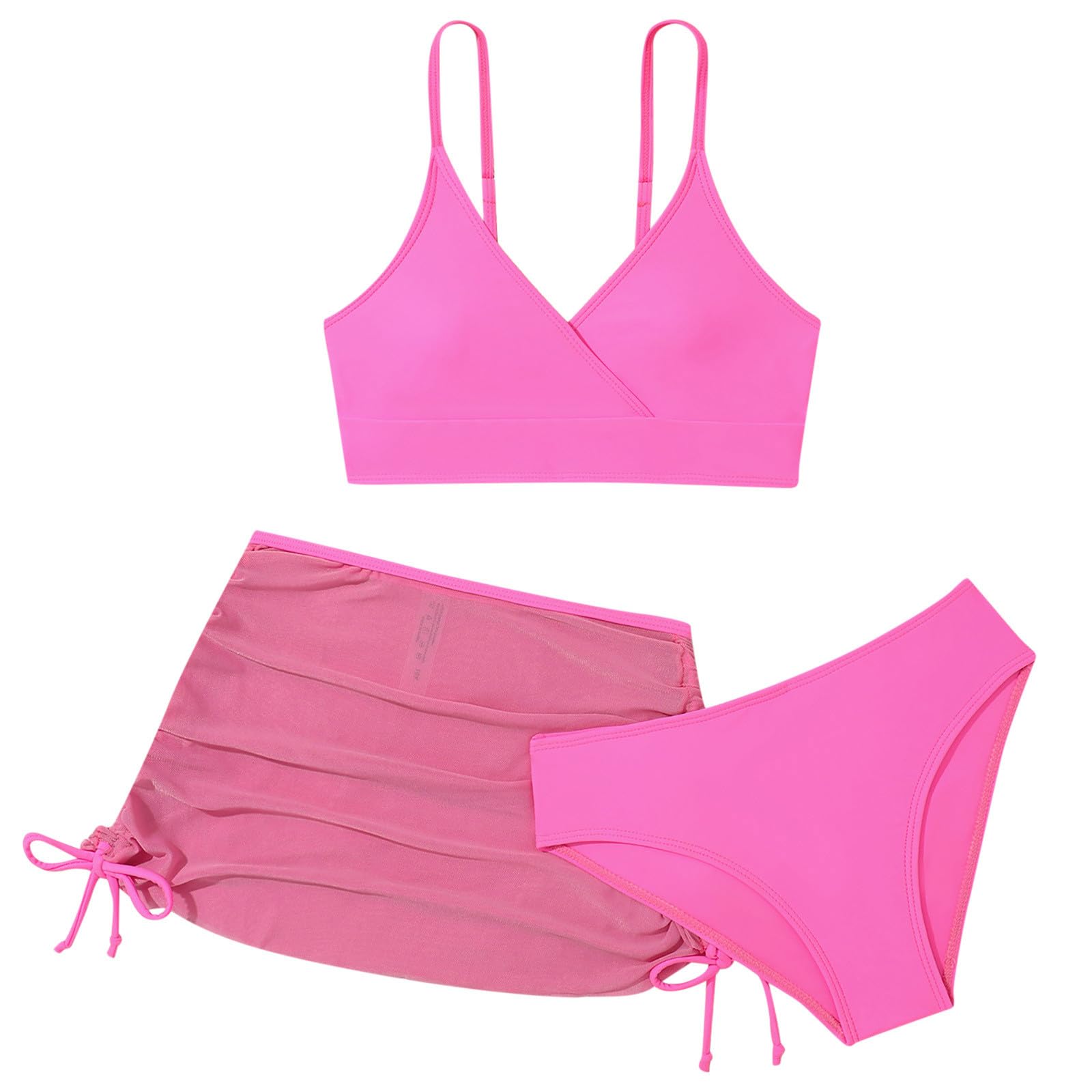 Cokbyavla Girls 59Pink Swimsuit 3 Pcs, Swimsuit 3Pcs Bikini White ' Swimsuit Triangle Top Short Skirt Tween Bikini Sets Sets For Clothing Two Piece Bikinis(,13-14 Years)
