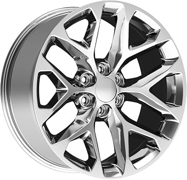Replica SNOWFLAKE REPLICA Custom Wheel - 22x9, 31 Offset, 6x139.7 Bolt Pattern, 78.1mm Hub - Chrome Rim