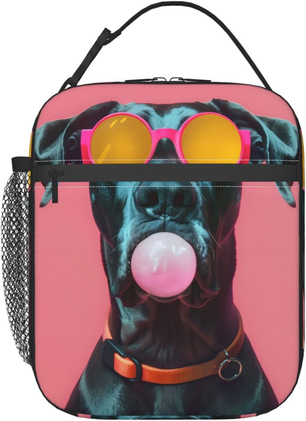 Reusable Dog Lunch Box for Kids Girls Boys Women Adult, Insulated Cool Great Dane Lunch Bag,Polyester Cooler Handbags Case for School Picnic Work Travel Outdoor Beach or Hiking (Pink)