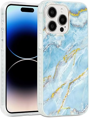 Miniatura 1 de SCORPIFY Funda para iPhone 14 Pro Max compatible con MagSafe con diseño de mármol azul islandés, bonita funda magnética para mujeres, niñas y