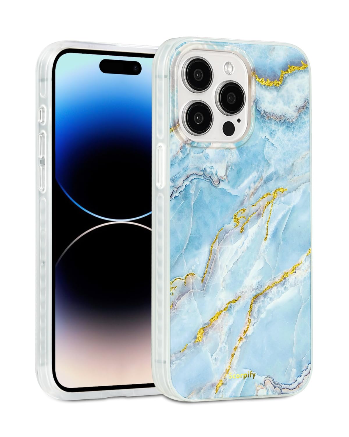 Coque iPhone 15 Pro antichoc MagSafe marbre bleu contre rayures - 8