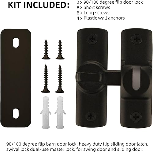 Miniatura 5 de Pestillo de puerta de granero con diseño de actualización de 90180 grados, pestillo de puerta corredera, cerrojo de seguridad de ángulo de