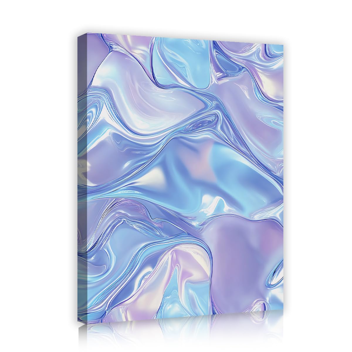 TOANGWALL Psychedelic Fluid Wave Framed Canvas Wall Art Prints Salon Iridescent Metallic Purple Photo Picture for Lounge Restroom Hotel Decor 90x110cm