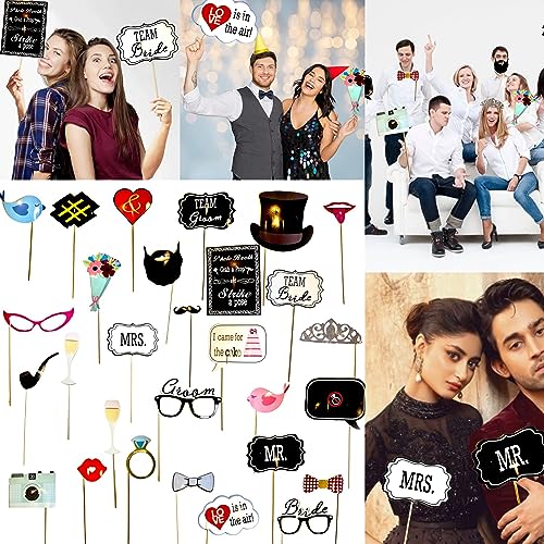 Image of WANNA PARTY Bride to Be Props 30 PCs /Wedding Photobooth Props /Team Bride Photo Props /Team Groom Photo Props for Wedding Celebration