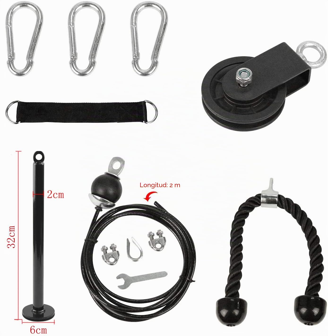 LFJ Poleas Gimnasio para Casa Fitness DIY Triceps Polea Gym Cable Máquina Musculacion Kit Sistema Poleas Entrenamiento de Fuerza del Brazo