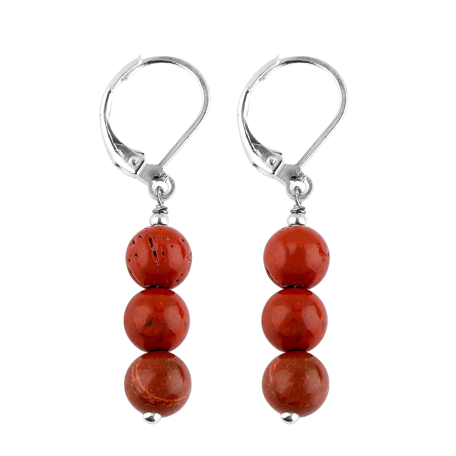 Beaded Dangle Earrings | Gemstone Energy & Focus Jewelry Natural Classic Bead Drop Earrings for Women |Glossy Round Beads | Lightweight Dangle Earrings for Daily Wear, Party and...