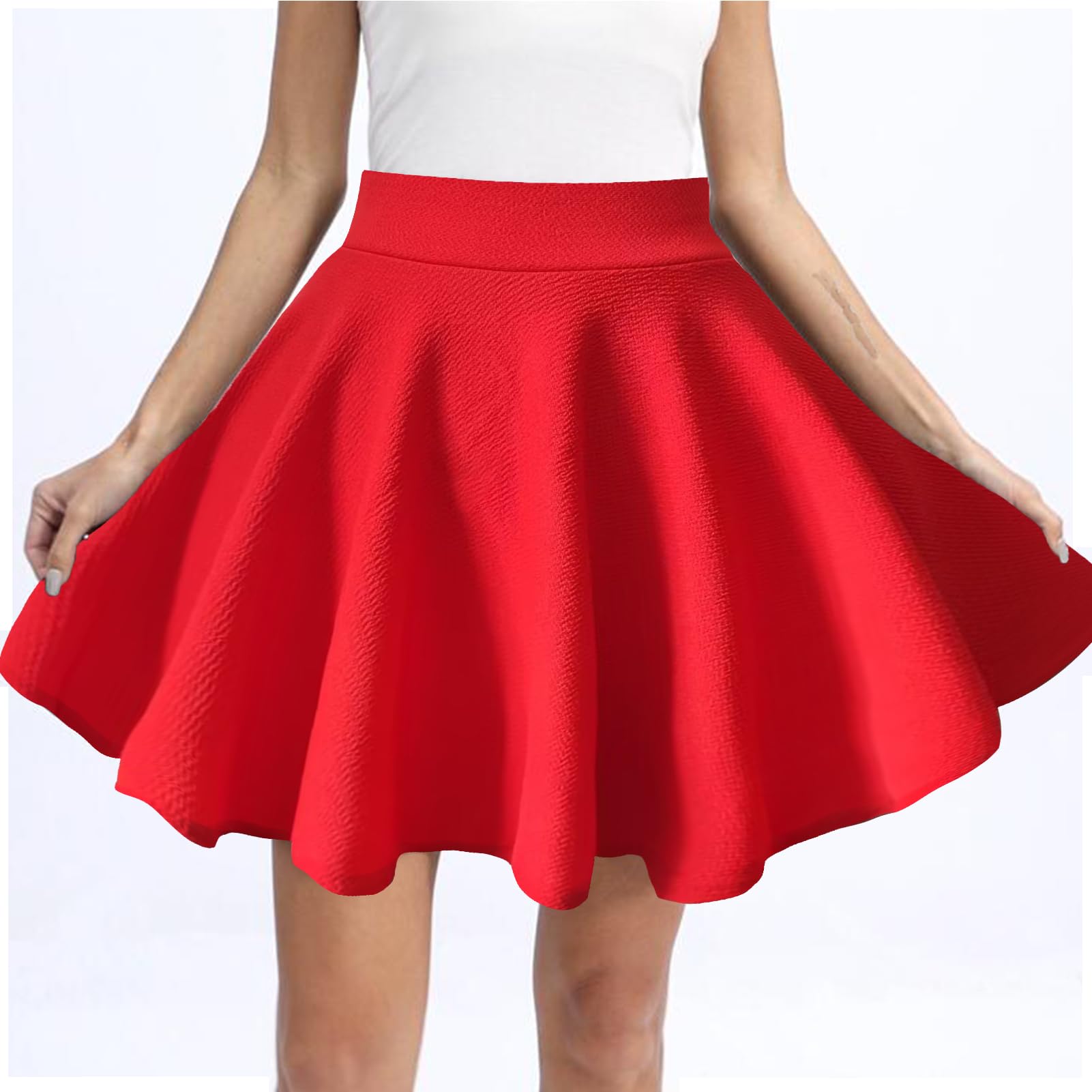THHGPO Faldas básicas casuales para mujer, acampanadas, elásticas, acampanadas, para fiestas, con pantalones cortos