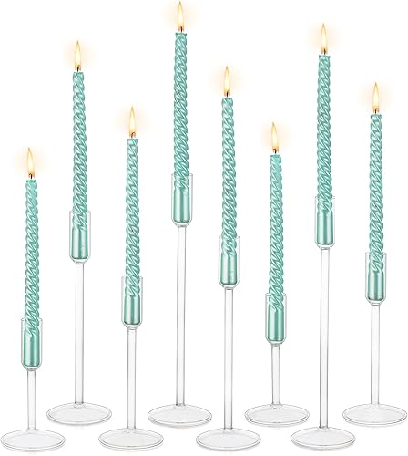 Portavelas de vidrio Portavelas Hewory Taper, 8 portavelas palo, candelabros altos transparentes para centro de mesa, boda, Navidad, decoración de
