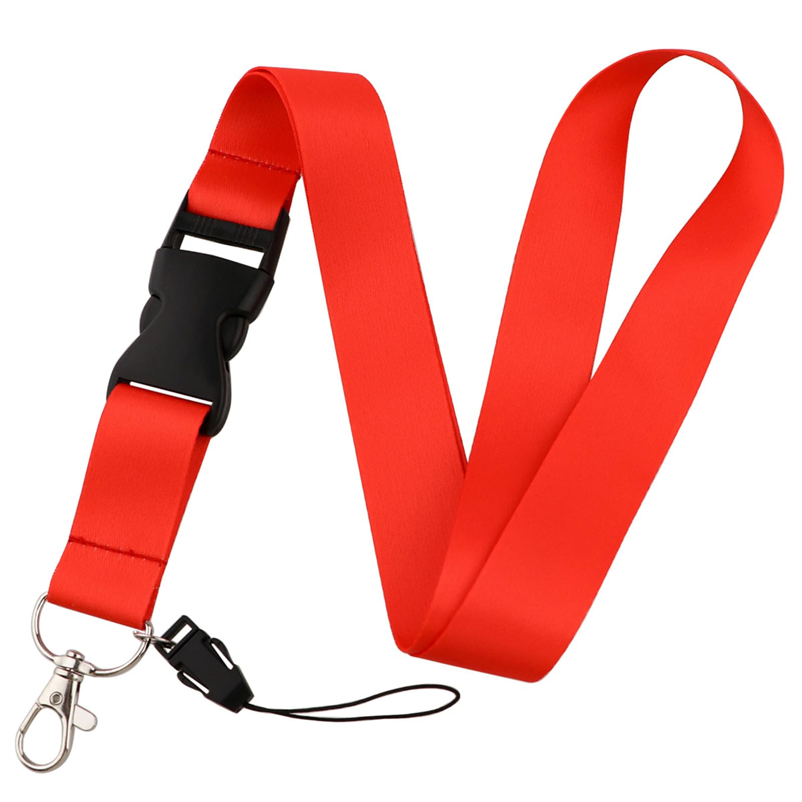 MOODKEY 1PC Wide Neck Lanyard Detachable Solid Color Lanyard Badge Neck Straps (red)