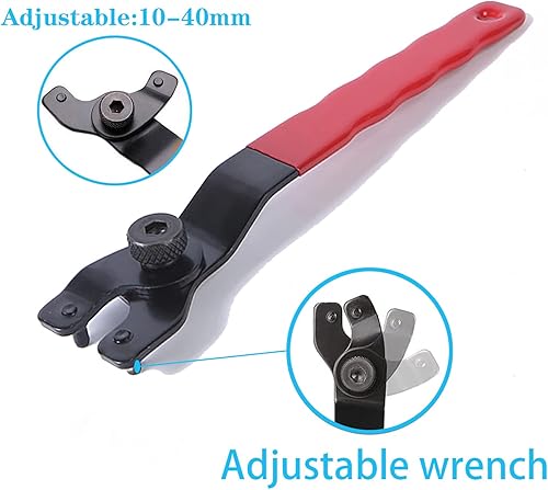 Miniatura 9 de yuentoen Llave amoladora - Llave inglesa universal ajustable para amoladoras angulares de 4, 5, 6, 7, 9 pulgadas (rojo)