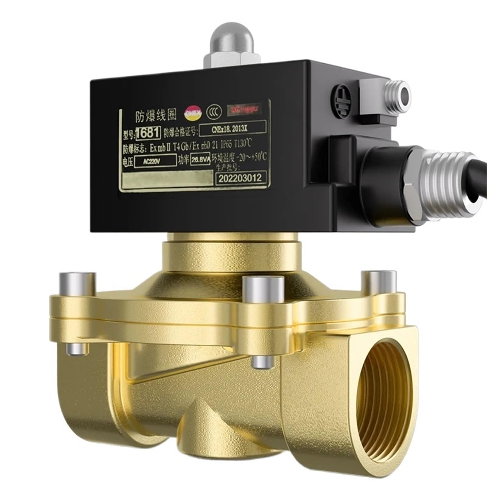 Électrovanne gaz ATEX en laiton 24VAC NF pour sécurité réseau