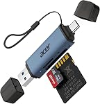 Acer SD Lecteur de cartes 2-in-1, USB 3.0 USB C Adaptateur de carte Flash double fente, Micro haute vitesse robuste SD Lecteur de carte mémoire pour SD, TF, SDHC, SDXC, MMC pour MacBook Neo(A18 Pro), iPhone 16, iPad Pro, Galaxy