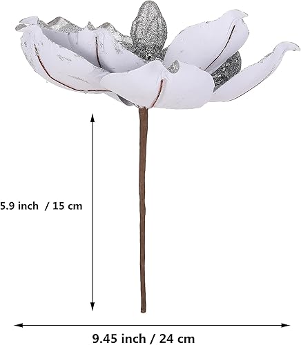 Miniatura 5 de GL-Turelifes Flores de Navidad grandes con purpurina de 10 pulgadas, 6 piezas, adornos de flores artificiales de magnolia plegables para decoración