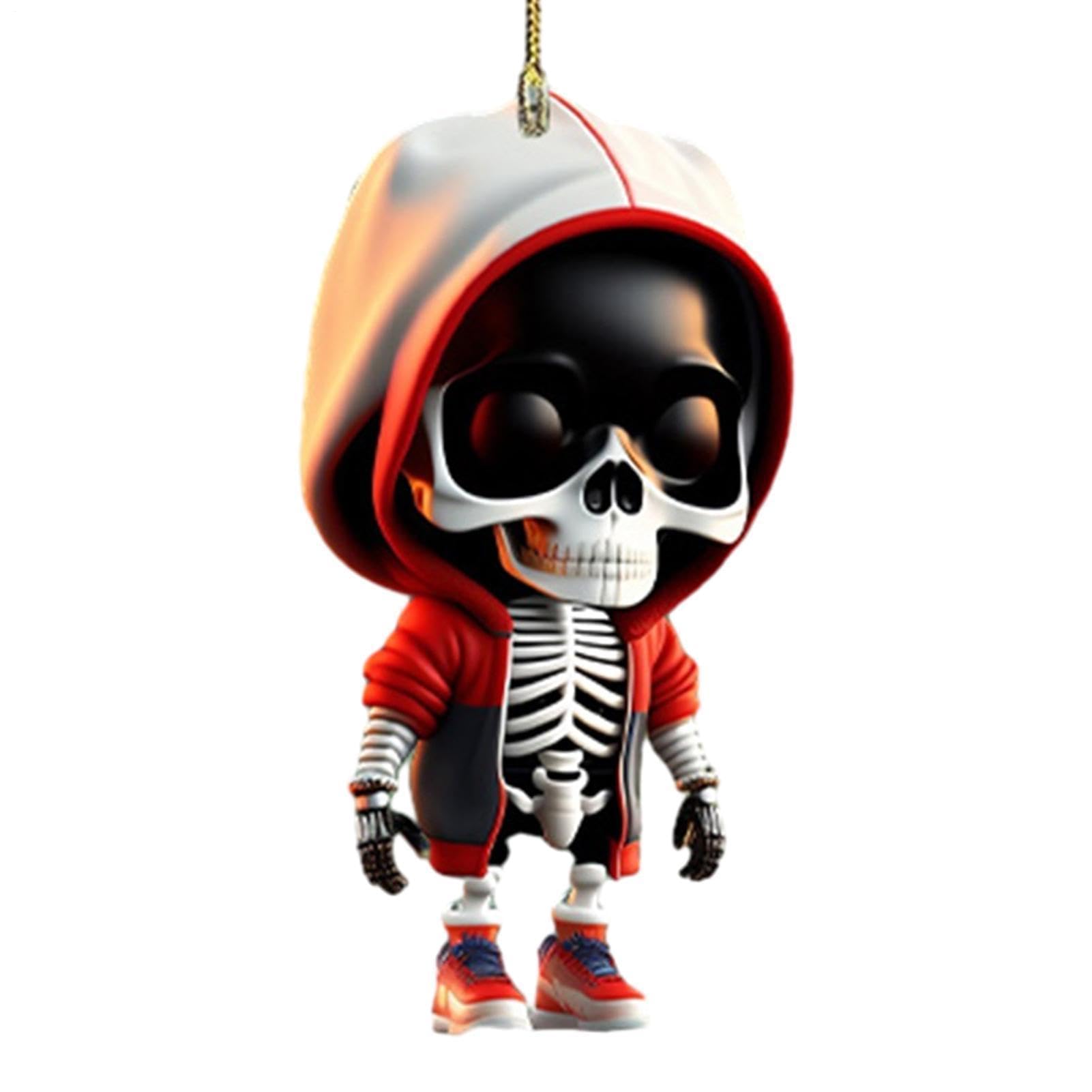 Muiltvoe Skeleton Swing Car Ornament – Acrylic Figurines, Mirror Pendant | Perfectly For Halloween Interior Decorations, Backpack Auto