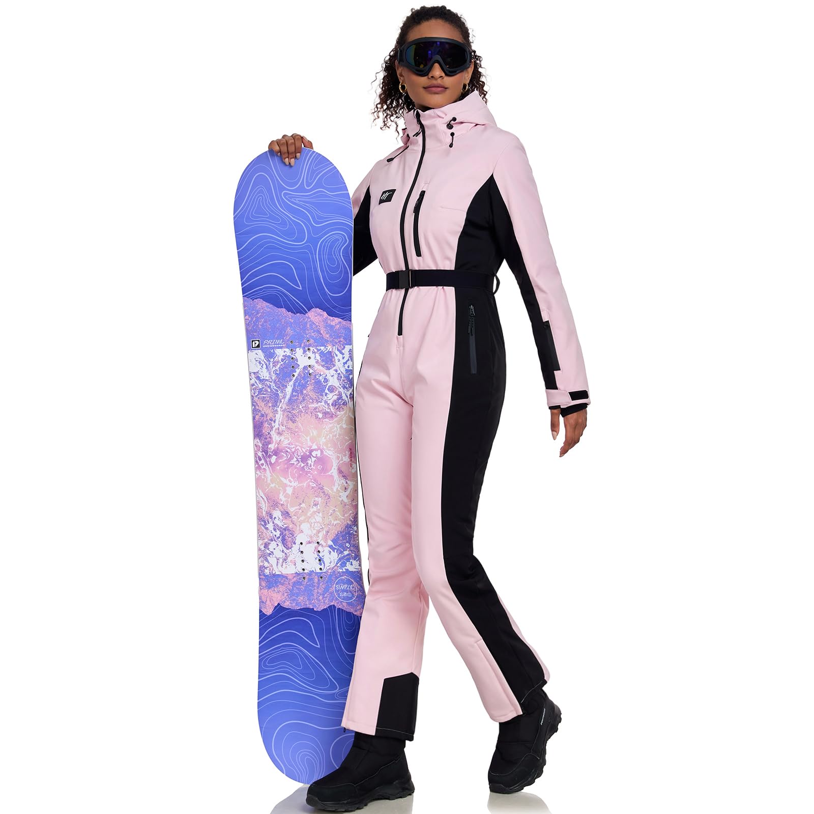 HOTIAN Tuta Da Sci Da Donna Tuta Da Sci In Un Pezzo Inverno Neve Calda Sciando Antivento Impermeabile Tuta Da Neve All'Aperto Con Cappuccio Ispessimento Tuta Da Sci Pink XS